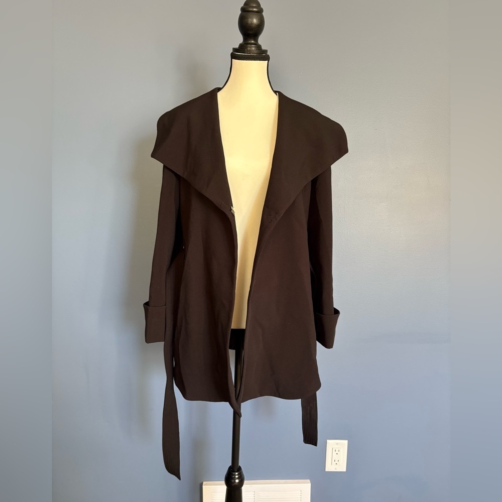 Tahari Black Mid-length Trench Coat size XS - Picture 12 of 12